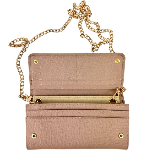 Prada Saffiano Fiocco Bow Wallet in Cammeo Nude | Authentic with added Chain - Picture 7 of 16